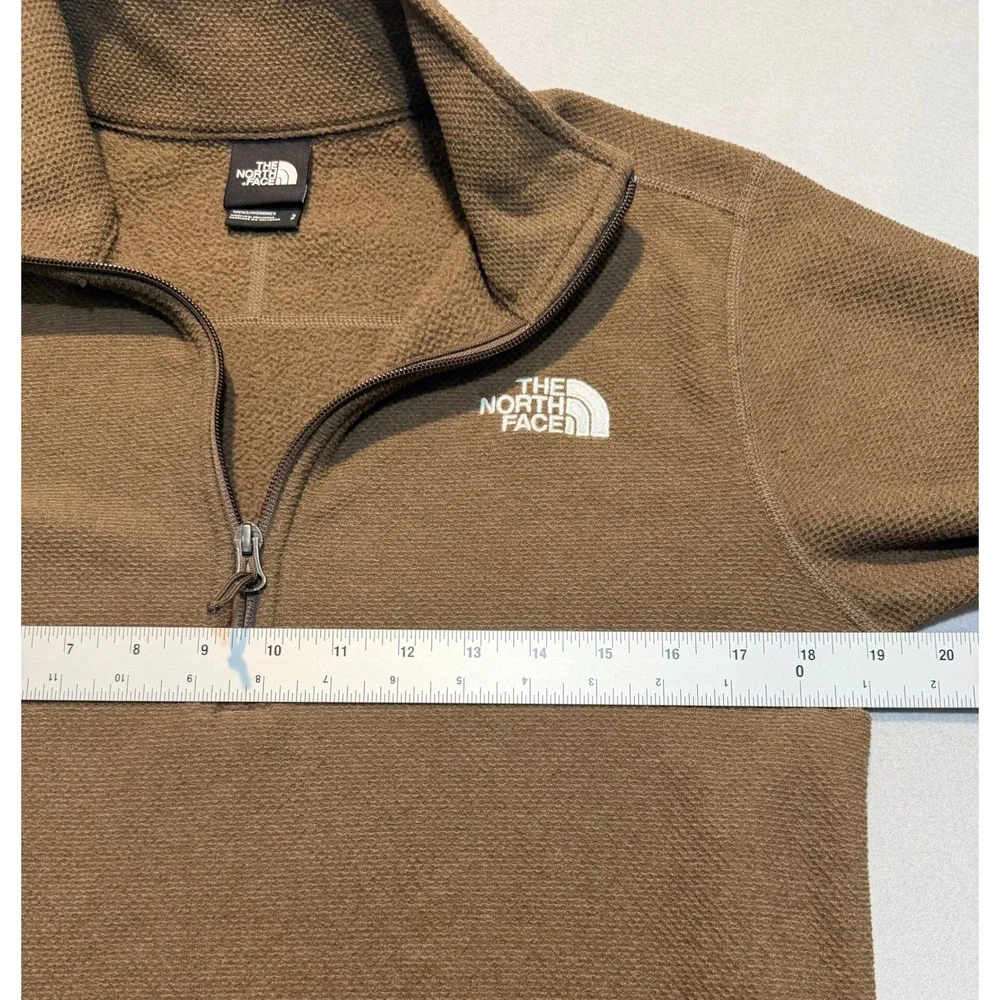 The North Face Mens Waffle Pullover Quarter Zip‎ Waffle Fleece Brown Small